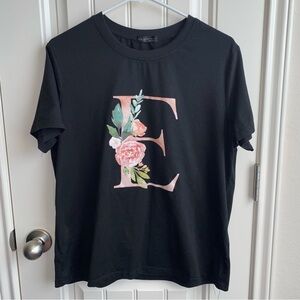 “E” rose t-shirt shein